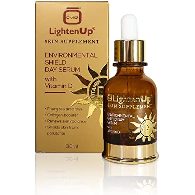 OMIC LIGHTEN-UP LIGHTENUP VITAMIN D SERUM FOR FACE - 1 FL OZ / 30 ML - NATURAL AND ORGANIC ANTI AGING VITAMIN C FACIAL SERUM - PERFECT SPOT CORRECTOR FOR FACE - HYDRATING & BRIGHTENING SKIN REJUVENATING SERUM - Image 1